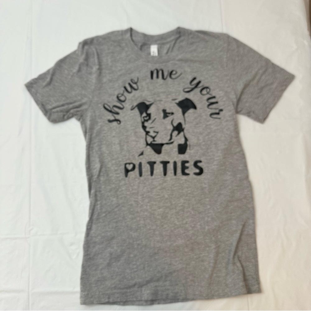 Bella‎ Canvas Gray Dog Lover T-Shirt X-SMALL SHOW ME YOUR PITTIES